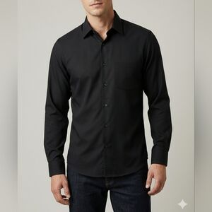 Selected Collection Men's Black Long Sleeve Dress Shirt Size Medium 🐈